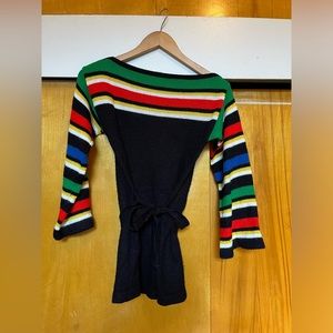 Monarch Knits Vintage striped sweater with tie belt. Size M. Rare.